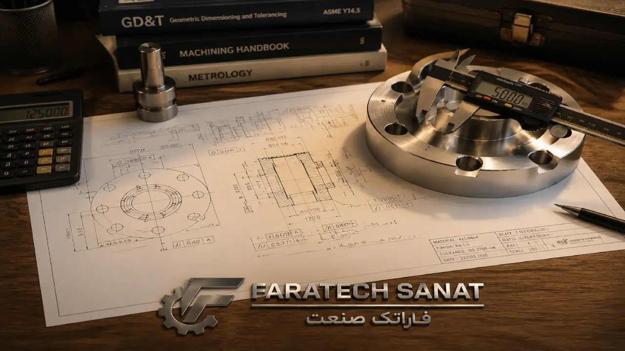 بررسی نقشه های مهندسی و اندازه گیری دقت ابعادی قطعه با کولیس دیجیتال | تلرانس و دقت ابعادی در خدمات فرز CNC و وایرکات
